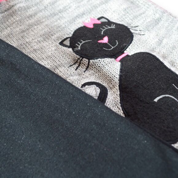 3T Little Lass Sparkly Cat Soft Sweater and Sparkly Black Leggings Outfit Set - Picture 4 of 9